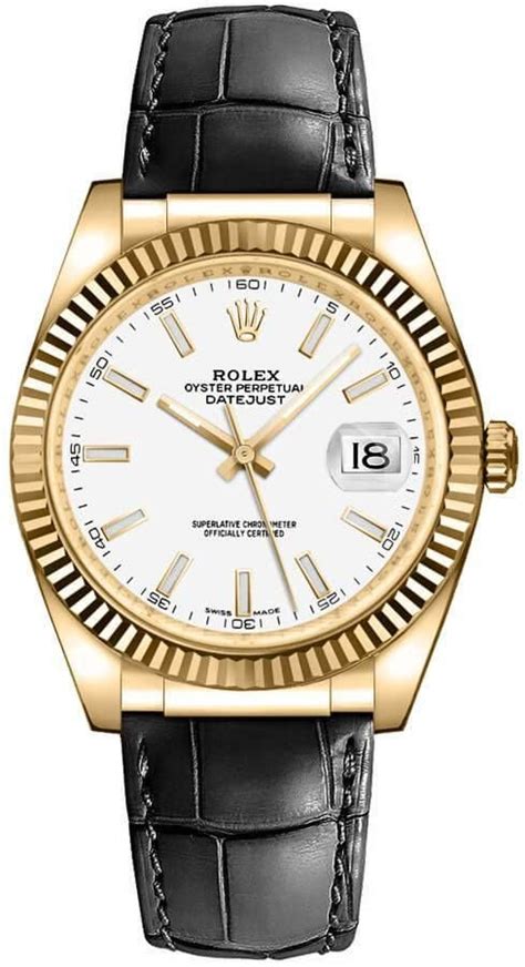 rolex datejust men gold leather strap|Rolex Datejust 36 116138 .